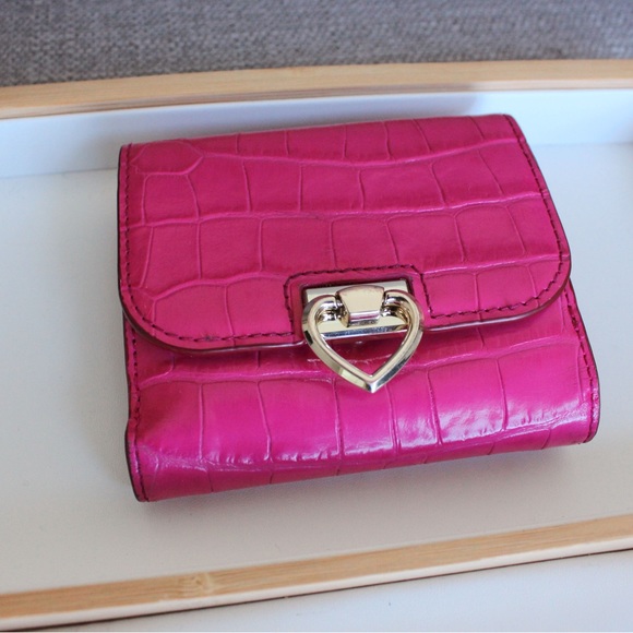 Kate Spade Croc-Embossed Leather Bifold Wallet in Pink - Picture 5 of 8